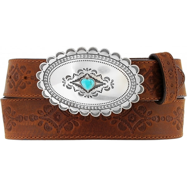 Western Turquoise Sun And Floral Lace On Belt Buckle Salt Pepper