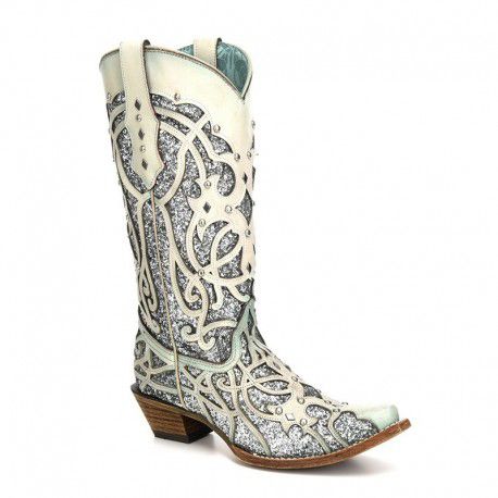 Corral White Turquoise Glitter Chameleon C3377 Saratoga Saddlery