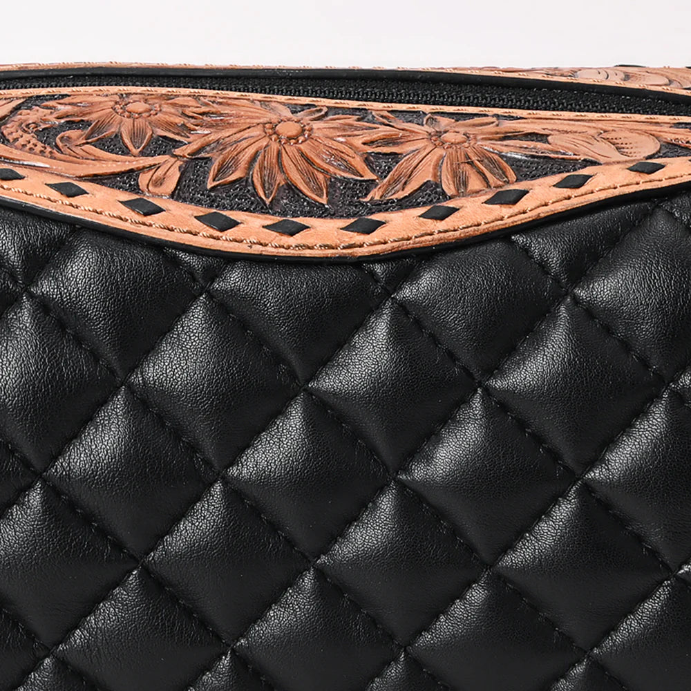 American Darling ADBG1675 Toiletry Hand Tooled Genuine Western Black Leather Bag SS25