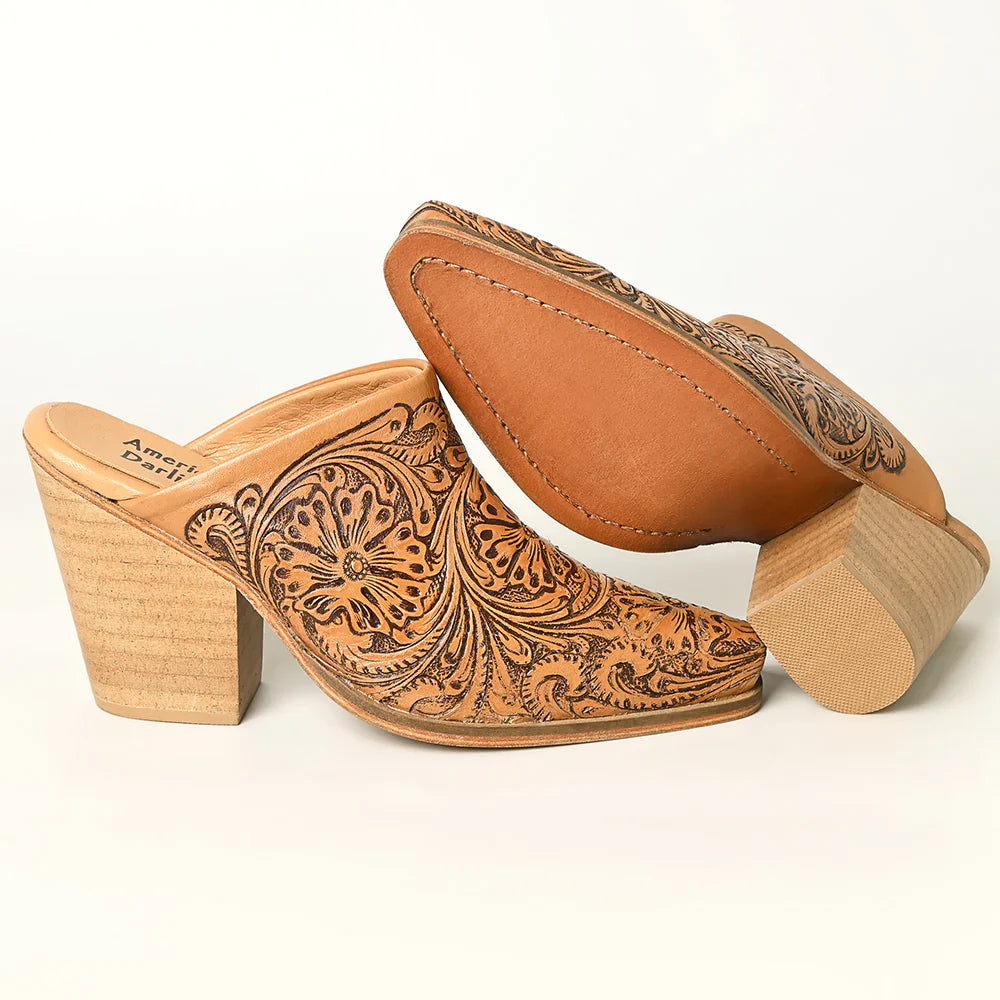 These American Darling women's mules slides are hand tooled