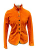 Bergen of Norway Women's Ruffle Orange Leather Jacket,  Hermes Orange colored Leather Jacket