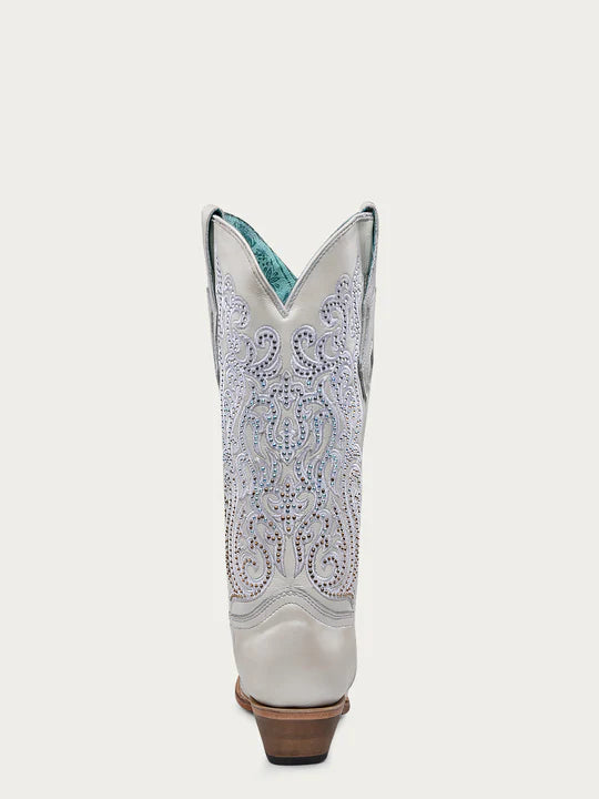 Women's White Wedding Crystal Tall Boots Corral C4103