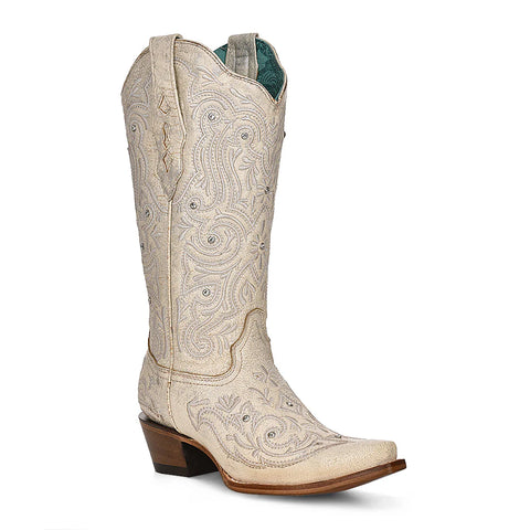 Corral A4455 LD White Flower Emb. Tall Boots SS24