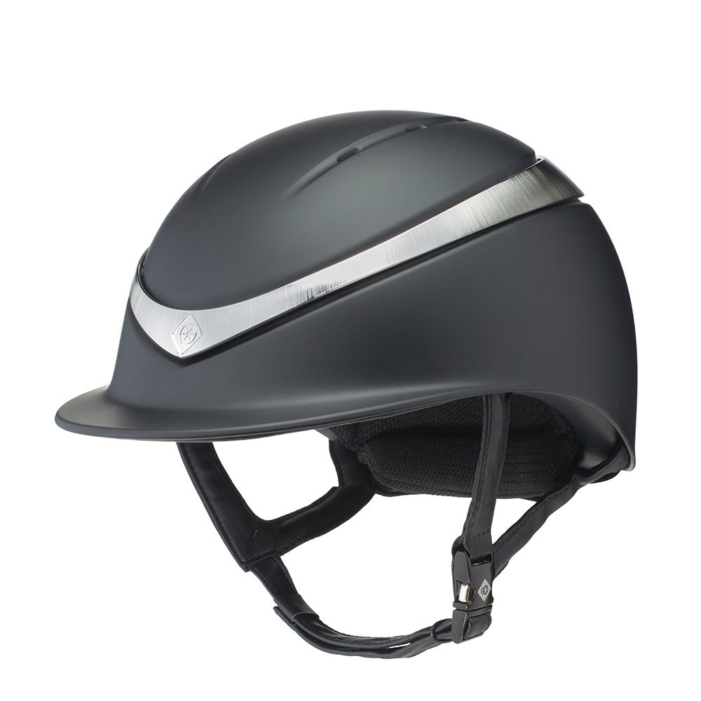 Charles Owen Riding Helmet Halo Luxe BLACK MATTE with Silver Gloss Ring MIPS