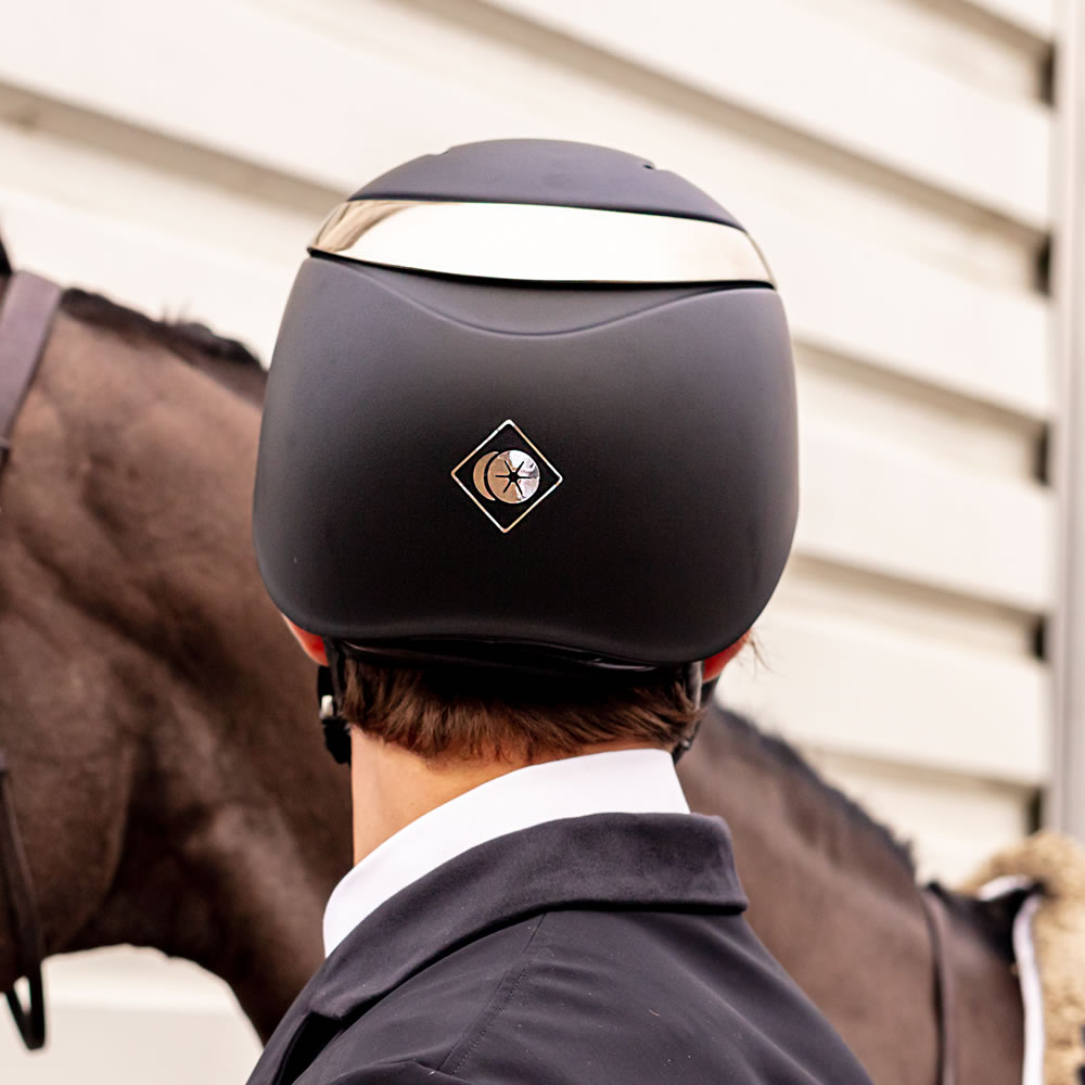 Charles Owen Riding Helmet Halo Luxe BLACK MATTE with Silver Gloss Ring MIPS