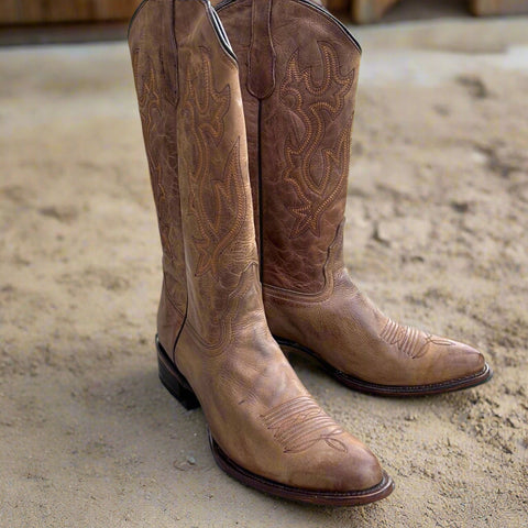 Corral Women's F1362 Honey Color With Black Wingtip with Side Zip Tall Cowboy Boots