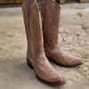 Men's Tan Leather Cowboy Boots for Riding Circle G Round Toe L5888