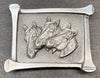 Belt Buckle rectangular with 3 Horse Heads