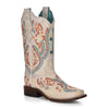 Corral Women's Cowgirl Boots A4160 White SqToe Cowboy Boots