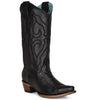 Corral Women's Black Cowboy Boots with Stitch Pattern Inlay Pull Straps Snip Toe Z5072 