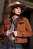 Double D Ranch Women's Brown Leather Jacket Keep Gettin' Back Up C3348