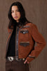 Double D Ranch Women's Brown Leather Jacket Keep Gettin' Back Up C3348