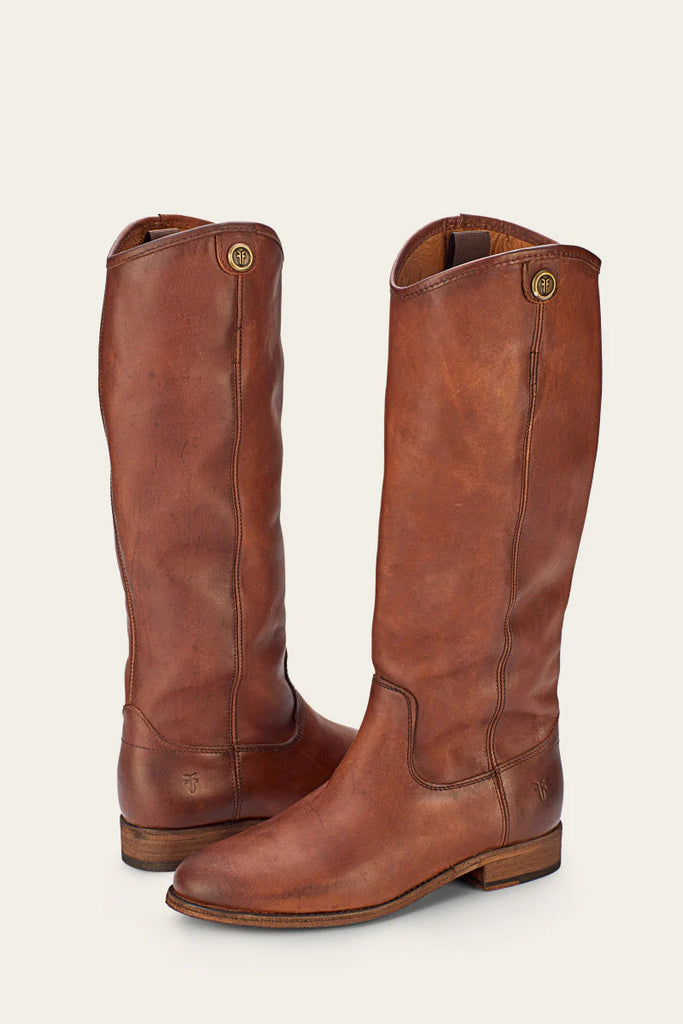 Tall Women's Leather Equestrian Riding Style Fashion Boots in Cognac - Frye Melissa Button 2 Boots