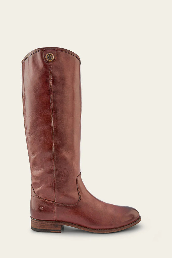 Frye Boots Melissa Button 2 Tall Leather Boots in Mahogany