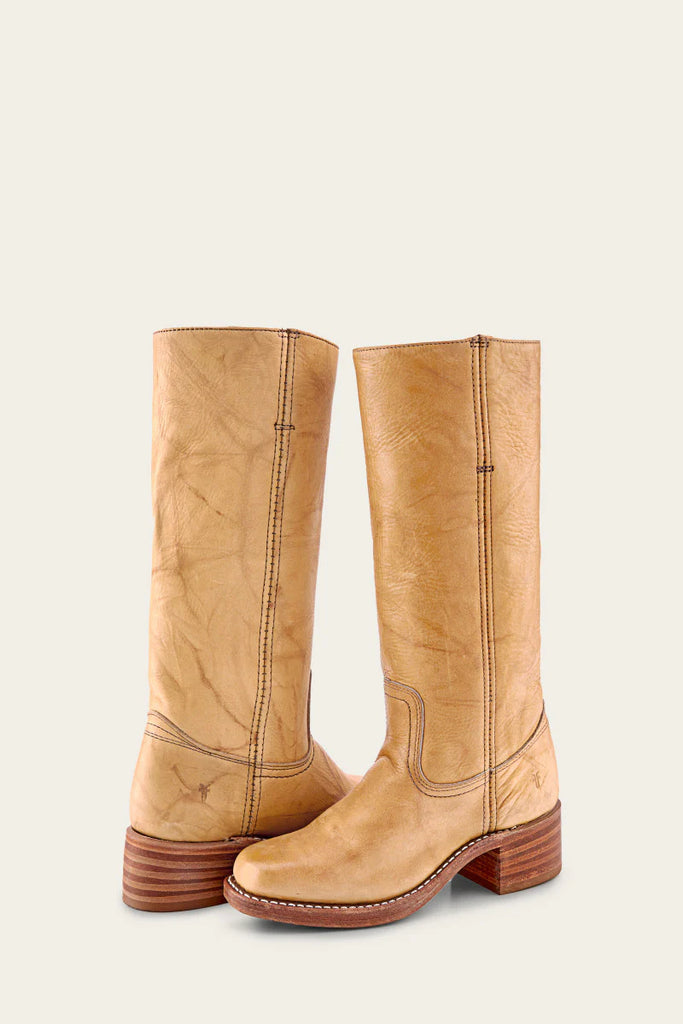 Frye Women s Tall Campus 14L Leather Boots in Banana MADE IN THE USA Saratoga Saddlery International Boutiques