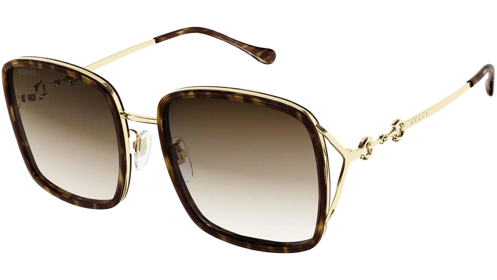 Gucci Sunglasses Horse Bit Brown Gold Frame GG1016SK-003 SS24