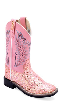 Corral Wedding Collection Women's Mariah White with Pink Glitter Inlay Shorty Boot - A3558