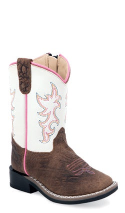 Corral Teen Cowboy Boots in Pink with  Shiny Inlay  T0103