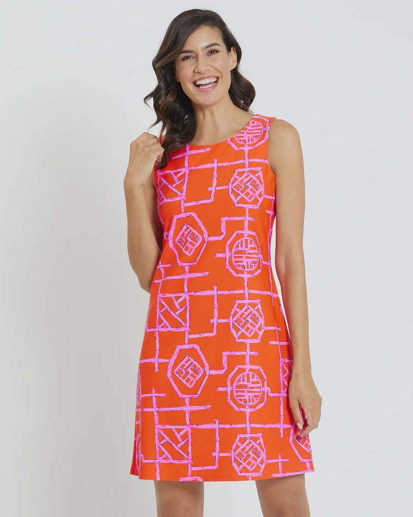 Jude Connally Beth Dress in Bamboo Lattice Apricot Pink