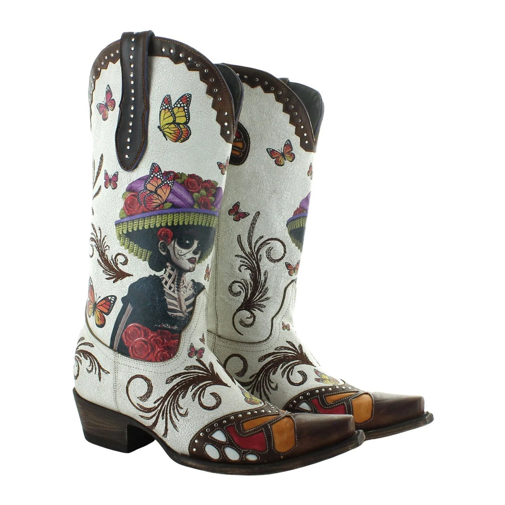 Old Gringo L3779-1 Women's Cowboy Boots Catarina in White The Day of the Dead