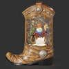 Cowboy Boot Holiday Globe Lighted swirl Boot with Snowman