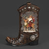 Cowboy Boot Holiday Globe Cowboy Boot with SANTA RIDING DEER