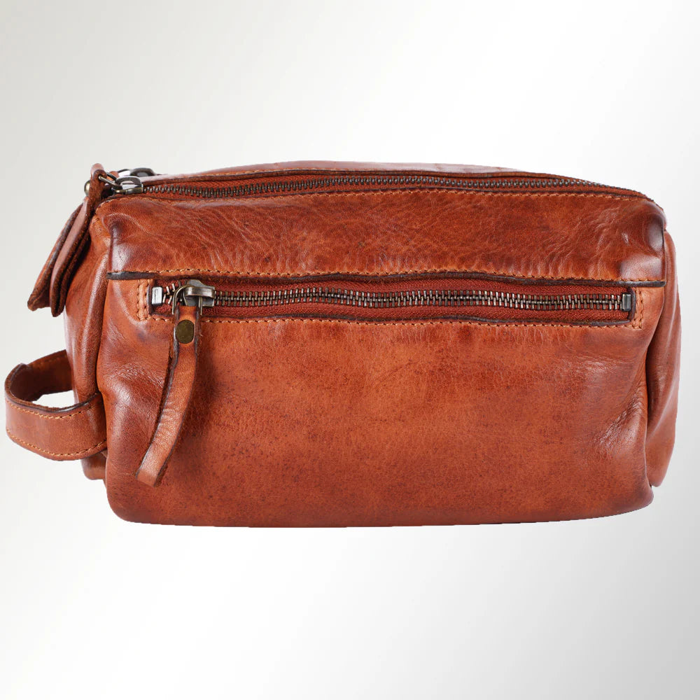 Spaghetti Western SWC411TAN Toiletry Bag Genuine Leather Travel Bag