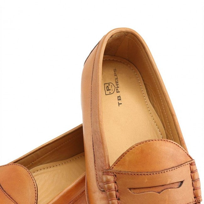 T B Phelps Men's Ventura Leather Penny Loafer in TAN 510-M-10