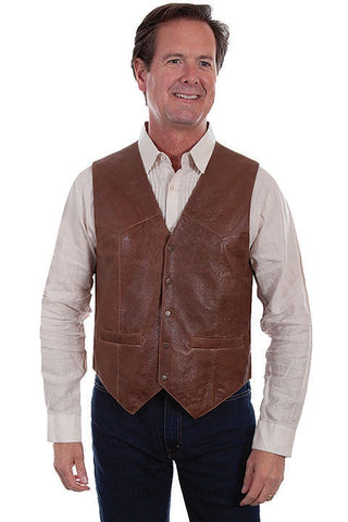 Belgian Francis Classic Leaf Design Leather Vest in White