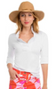 Gretchen Scott Ruffneck Top 3/4 Sleeves in White TPRNSL - Saratoga Saddlery & International Boutiques