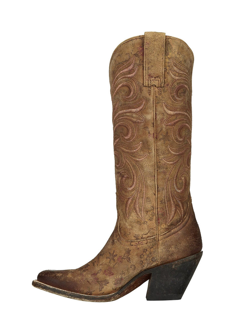 Lucchese Women's M4951 Brown Floral Fahion Boot - Saratoga Saddlery & International Boutiques