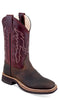 Jama Old West Boot- Women's Brown Foot/ Red Shaft